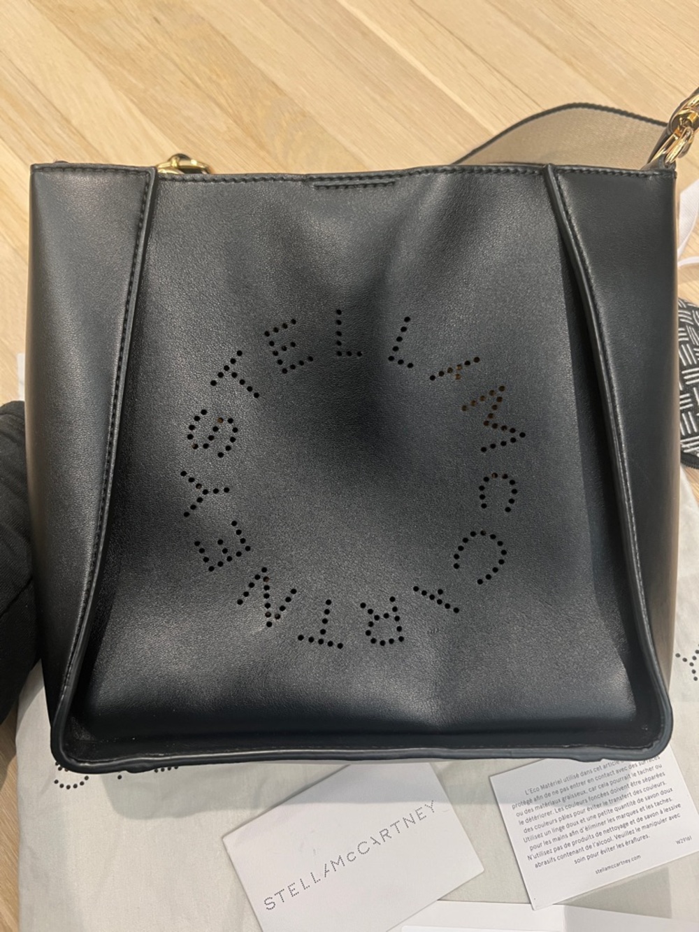 Stella McCartney Black Logo Crossbody Bag with Branded Strap - Picture 2 of 11